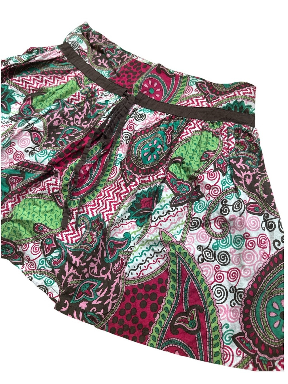Wet Seal Y2K Pink Green Paisley Cotton Mini Skirt